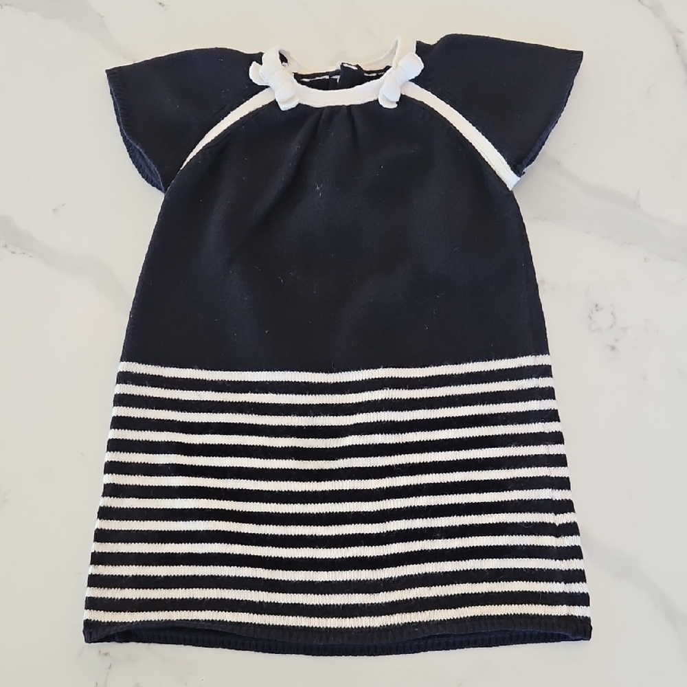 Jacadi Navy and White Striped Dress